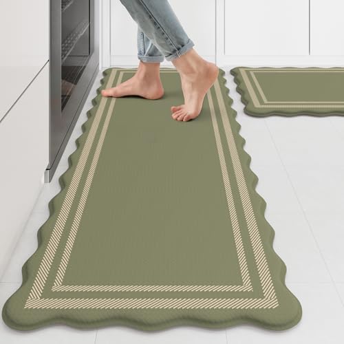 KIMODE Anti Fatigue Mats for Kitchen Floor,Farmhouse Kitchen Rugs Sets of 2