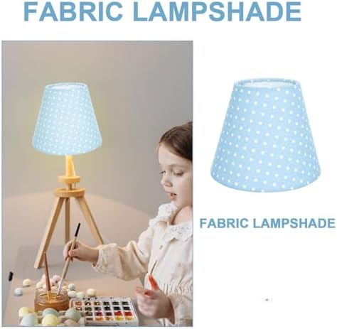 Luxshiny Creative Polka Dot Cloth Lampshade Blue Bottom Soft Light Filter Home Decor for Wall Floor Bedside Lamps Fabric Cover