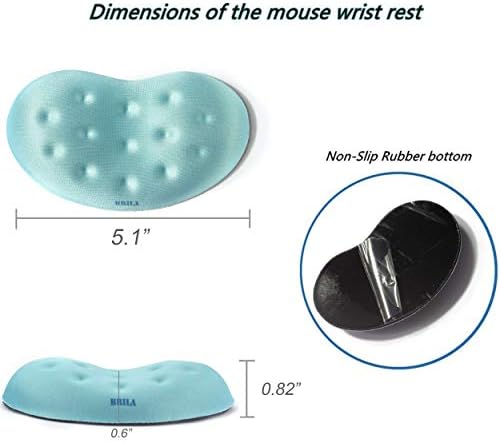 BRILA Ergonomic Memory Foam Mouse Wrist Rest Support Pad Cushion for Computer, Laptop, Office Work, PC Gaming - Massage Holes Design - Wrist Pain Relief (Aquamarine Mouse Wrist Rest)
