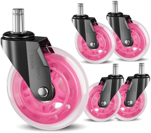 Office Chair Caster Wheels Replacement 3 Inch Roller Blade, Set of 5