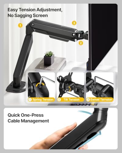 monTEK Single Monitor Arm, 17–32" Screen, Full Motion Adjustment,20 lbs