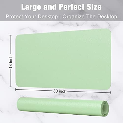 Hsurbtra Desk Pad, 30" x 14" PU Leather Desk Mat, XL Extended Mouse Pad, Waterproof Desktop Blotter Protector, Non-Slip Ultra Thin Large Laptop Keyboard Writing Mat for Office Home, Lake Green