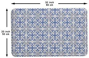 Mabel Home Anti Fatigue Floor Mat- 3 Size(20x32 & 20x39 & 24x70),16 Colors - Standing Desk Mat-Kitchen Floor Mat-Stain ResistantHome Non-Slip Bottom, Extra Soft (Blue&Pattern, 20" x 32")