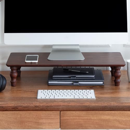 Anji Mountain Monitor Stand for Desk - Desktop Organizer & Laptop Riser, Ergonomic Monitor Riser, Space-Saving, Durable, Easy Assembly & Ideal for Home & Office,Walnut, 24-Inch, Classic
