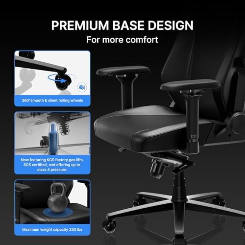 Blacklyte Athena Pro Gaming Chair, Black Leather
