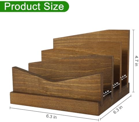 Picowe Desk Mail Organizer Wooden Mail Holder, 3 Slots Letter Holder Organizer Envelope Organizer for Home Office