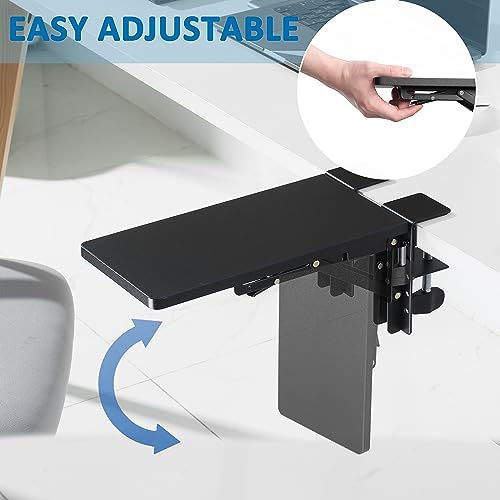 ETHU Compact Foldable Desk Extender Tray with Clamp, 11.8x5.9, Black