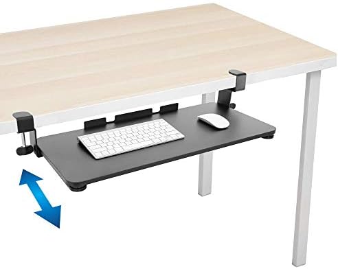 Mount-It! Clamp-On Under Desk Keyboard Tray, No-Drill Slide-Out Keyboard & Mouse Platform, 26.4" W × 11.8" D, Adjustable Ergonomic Keyboard Drawer, Fits Desks up to 1.5" Thick