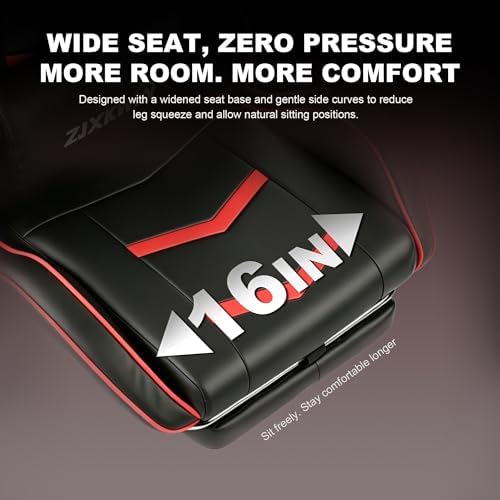 Ergonomic Gaming Chair for Adults, Reclining Computer Office Desk Chair with Footrest, Pocket Spring Cushion,Linkage Armrests, Lumbar Support & Headrest, Heavy-Duty Enlarged Metal Base,Red