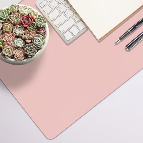 Leather Desk Pad Mat, Pink Desk Mat, 23.6" x 13.7"
