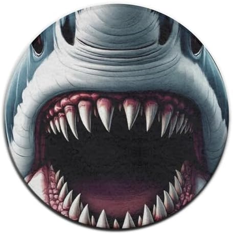Men's Large Home Decor Mat, Soft Round Yoga Carpet, Non Slip Machine Washable Home Office Circle Rug Shark