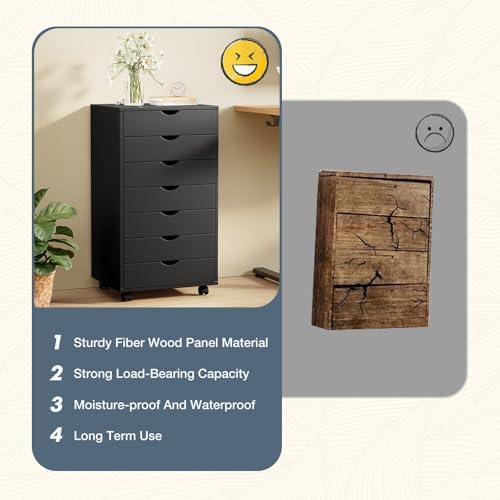 DUMOS 7 Drawer File Cabinet with Wheels, Vertical Office Storage Cabinet