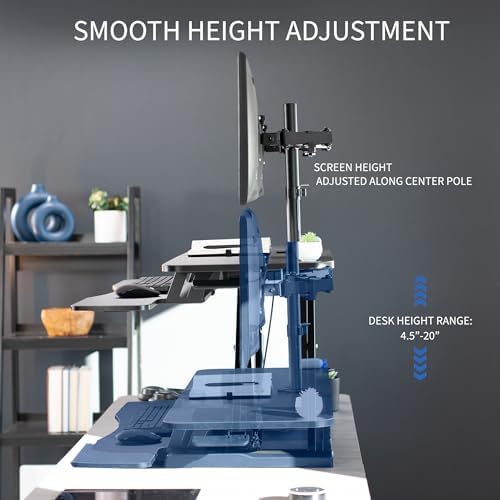 VIVO Black 42 in Standing Desk Converter with Monitor Stand, DESK-V042KB-M2
