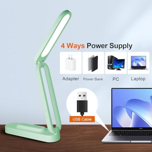 Giryuhd LED Desk Lamp for Office Home & Battery Operated Lamp Rechargeable Lamp Foldable & Portable Light, LED Desk Light Strip, 3 Brightness Dimmable Small Desk Lamp Wireless Reading Lamp