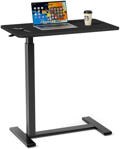 Sweetcrispy Overbed Table, Adjustable Rolling Desk, Mobile Standing Desk