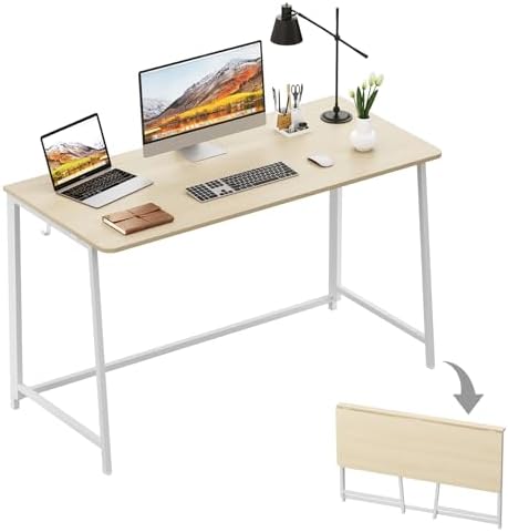 WOHOMO Folding Desk, 47.2" Foldable Computer Table for Small Spaces, Oak