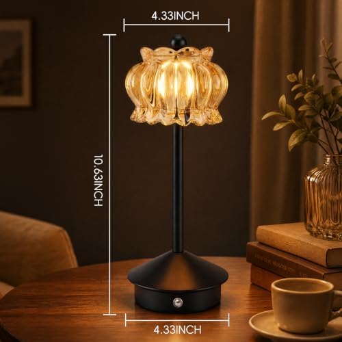 Rechargeable Cordless Table Lamp,Portable LED Desk Lamps,Black