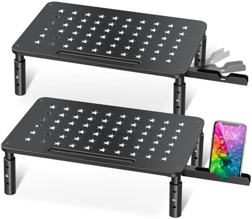 Zimilar 2 Pack Monitor Stand , 3 Height Adjustable Stand with Star Mesh