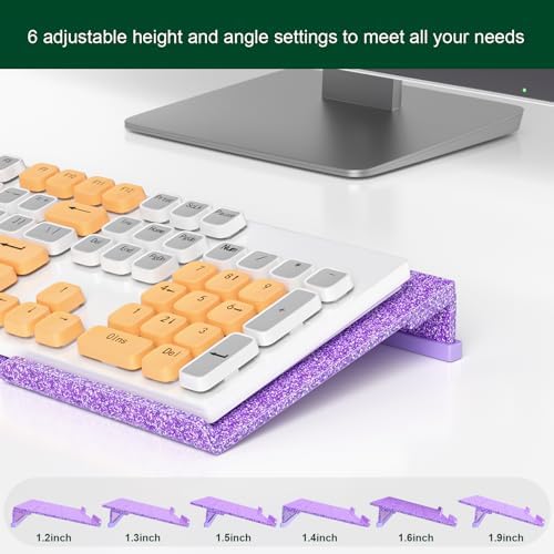 Computer Keyboard Stand for Desktop - 6-Level Height Adjustable Acrylic Keyboard Riser Non-Slip Ergonomic Key Board Tray Holder for Home School Office Desk Accessories, Sparkling Purple