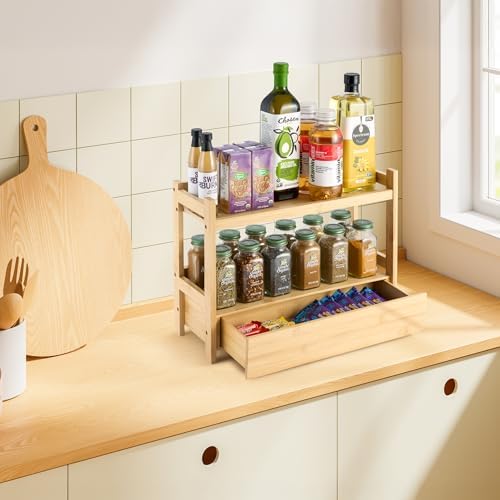 Sorbus Matcha Station Shelf, Bamboo (17" x 6.5" x 12.6")