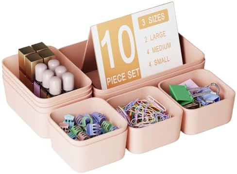 Drawer Organizers Bins 10 PCS for Bathroom Makeup Desk Office