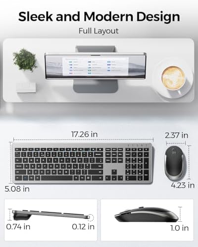 seenda Wireless Keyboard and Mouse Combo, Slim Full-Size Design