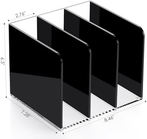 SANRUI Black Acrylic Magazine File Holder Desktap Organizer Folder Sorters