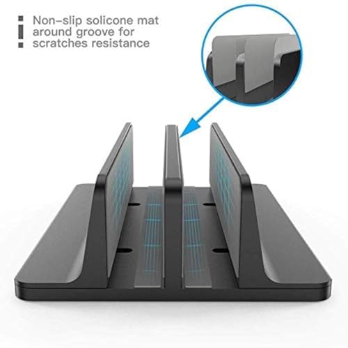 Universal Laptop Vertical Stand, Dual Desktop Adjustable Notebook Stand (up to 17.3 inches) for Samsung/HP/Dell/Chrome Book laptops (Black)