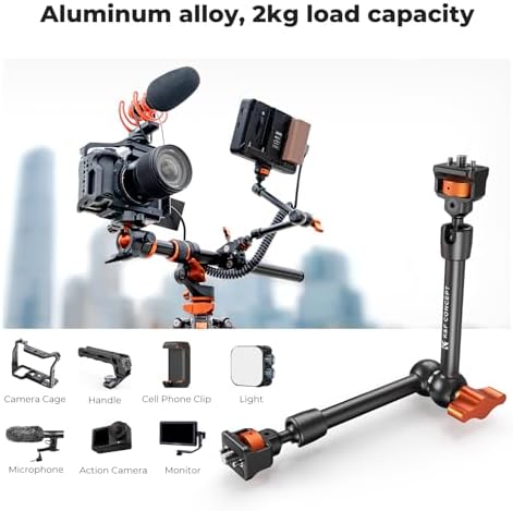 K&F CONCEPT 11" Magic Arm Clamp with Clamp ARRI 1/4" & 3/8" Thread Screw
