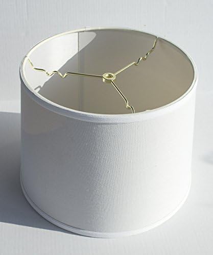 12x14x10 White Linen Drum Lampshade with Brass Spider fitter - Perfect for table and Desk lamps - Medium, White