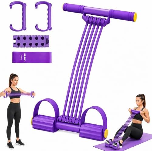 10-Tube Pedal Resistance Band, Modular Resistance Trainer with Handles