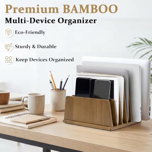 Unittype Multi Device Organizer, 6 Slots, Walnut Color