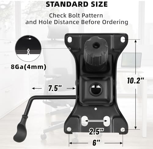 Besitu 500Lbs Office Chair Replacement Parts, w/ 6'' x 10.2" Mounting Holes Chair Base Heavy Duty Plate Swivel Tilt Control Seat Mechanism for Executive and Gaming Chairs