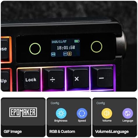 EPOMAKER TH108 PRO Full Size Mechanical Keyboard with Screen & Knob
