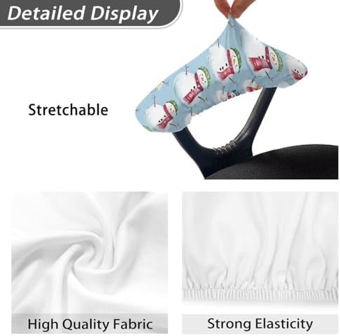 Christmas Theme Office Chair Arm Covers, Snowman Print Removable, Stretch Washable Protectors for Office Chairs, Set of 2