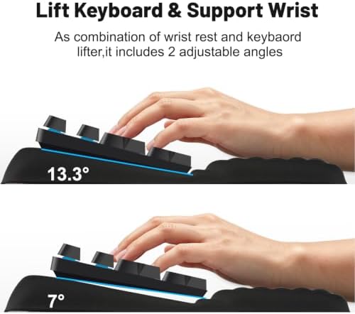 Keyboard Stand with Wrist Rest，Ergonomic Keyboard Riser Holder Lifter Tray