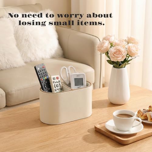 PU Leather Pen Holder, Desk Organizer Caddy with 2 Compartments
