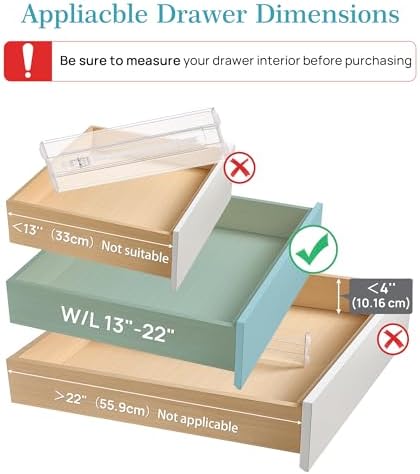 Vtopmart 4" High Drawer Dividers for Clothes, 13"-22" Adjustable, 12 pack