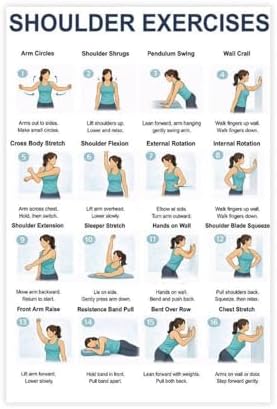 Shoulder Exercises Upper Body Mobility And Posture Workout Chart Neck And Arm Exercise Canvas Poster Bedroom Decor Room Decor Unframe 12x18inch