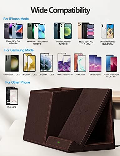 Pen Holder with Wireless Charger, Compatible with iPhone 17/16/15/14/13/12/11/8 Series, Pencil Holder Phone Stand for Desk Home Office, Men Gift Husband Wife Anniversary Dad Birthday Idea Gadget
