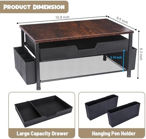 Printer Stand for Desk, Desktop Printer Shelf for Home Office, Brown