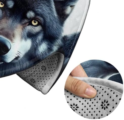 Fashion Round Area Rug Large Non Slip Carpet, Full Moon Wolf Unisex Home Decor Mat