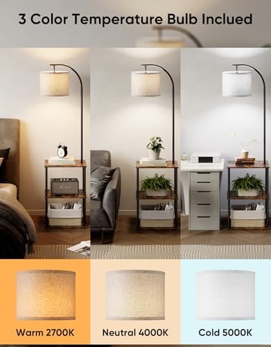 Floor Lamp with Table 2-Pack, Nightstands End Side Table for Living Room