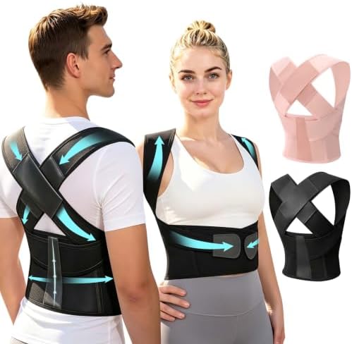 Posture Corrector for Women and Men Plus Size Full Back Support Brace Straightener Scoliosis Spine Upper Back Pain Relief Adjustable Shoulder Instant Posture Corrector with Hunchback (Black, X-Large)