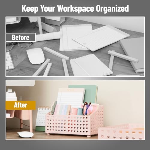 Mind Reader Metal Desktop Organizer with Heart Cutout Design, White