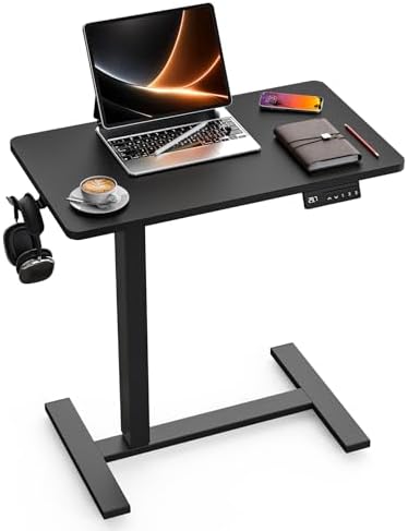 FiCiHi 28 Inch Small Electric Standing Desk, Adjustable Mobile Laptop Desk