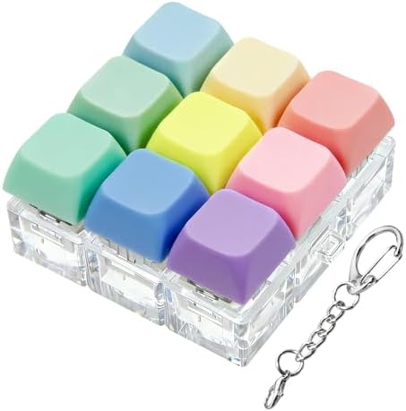 Keyboard Fidget Toy, Keyboard Fidget Keychain 9-in-1 Keyboard Decompression Button Finger Clicker Toys Stress Relief Fidget Gifts (9 Colors)