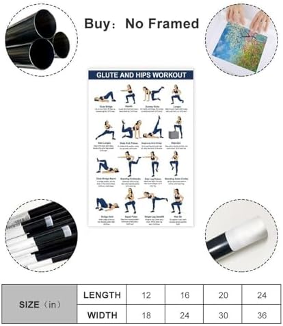 Glute And Hips Workout for Women Lower Body Exercise Chart Leg And Glute Home Gym Fitness Canvas Poster Bedroom Decor Room Decor Unframe 16x24inch