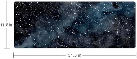 Dark Starry Deep Space Gaming Mouse Pad XL Extended Large Desk Mat Big Mousepad Non-Slip Rubber Base Stitched Edge Long Desk Pad for Desktop PC Computer Gamer,31.5×11.8 Inch
