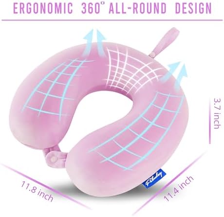 Fabuday Travel Neck Pillow Memory Foam for Airplane Traveling Light Purple